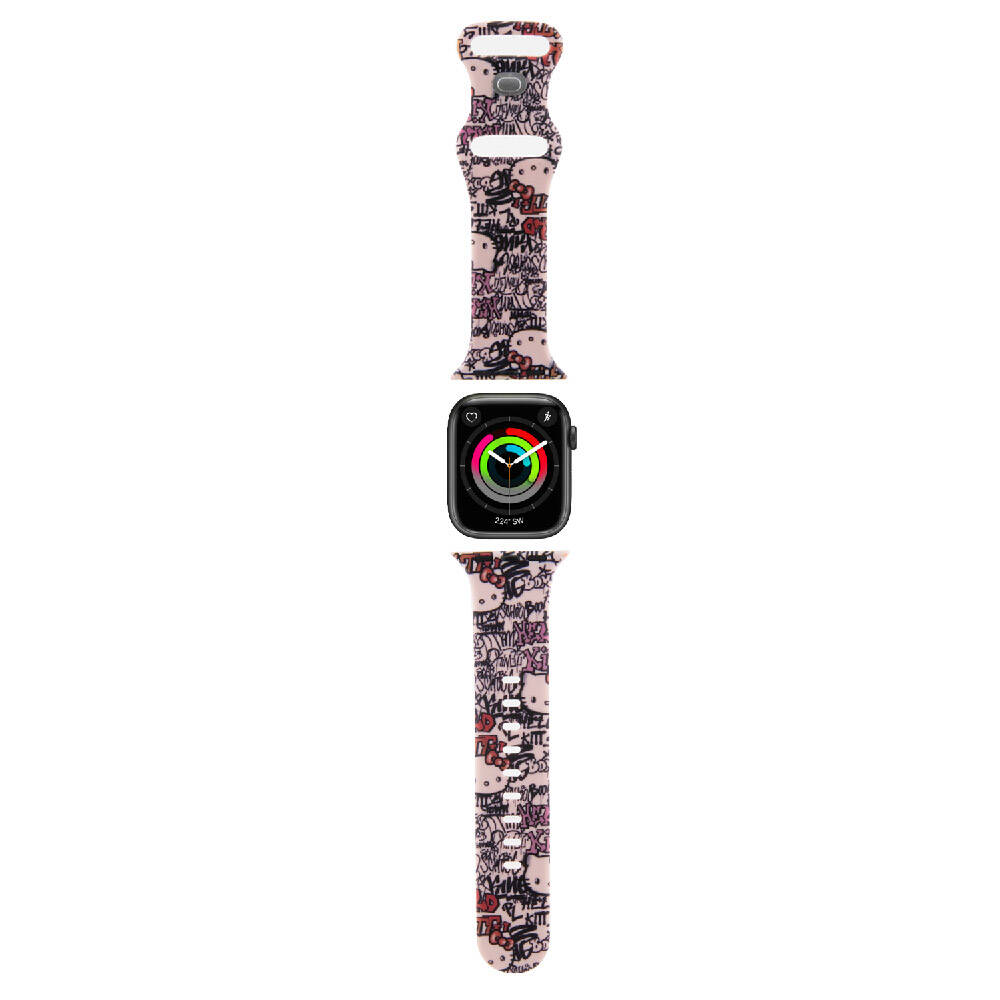 Watch 40mm Hello Kitty Orjinal Lisanslı Etiket Graffiti Silikon Kordon-Pembe