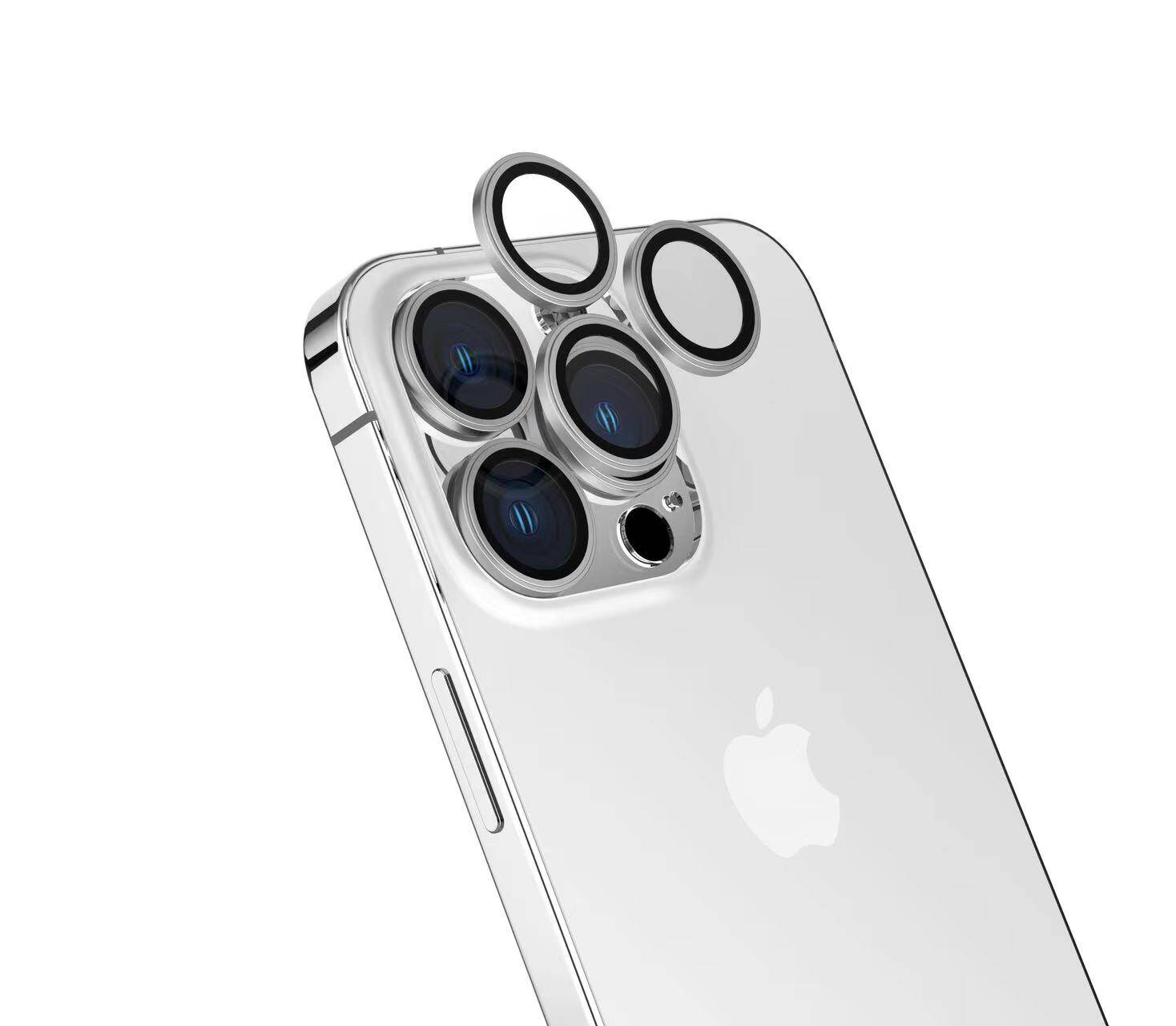 iPhone Uyumlu 15 Pro Tuhatu CL-15 Parmak İzi Bırakmayan Anti-Reflective Kamera Lens Koruyucu-Gümüş