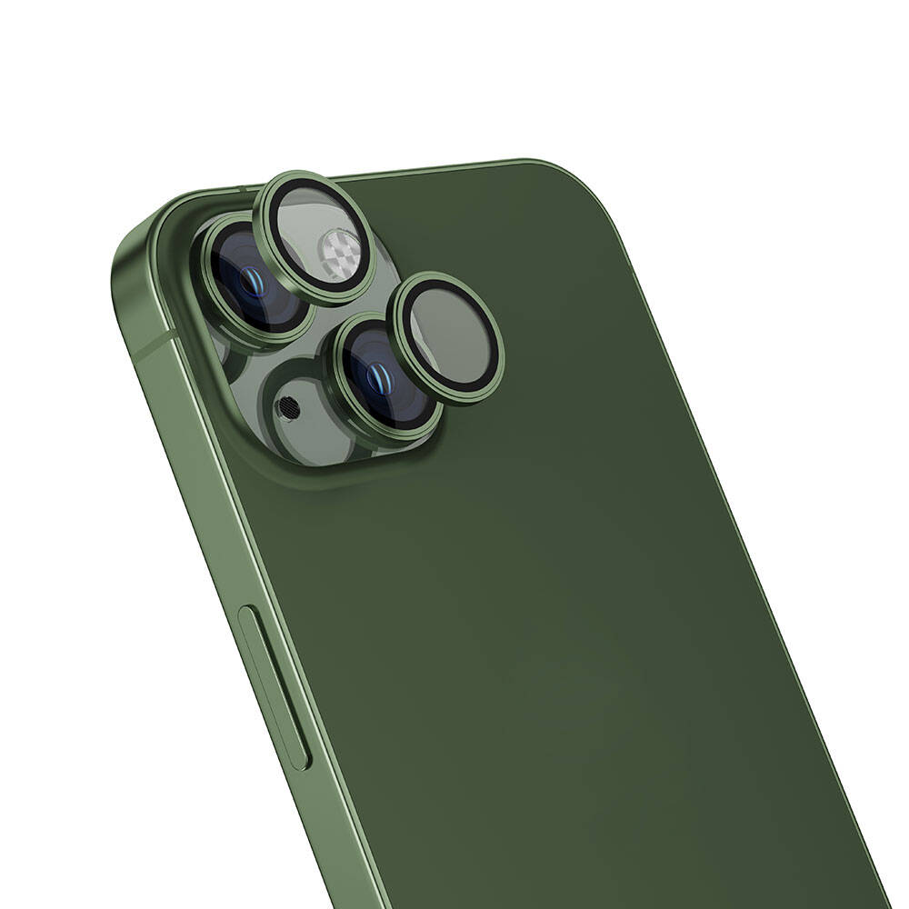 iPhone Uyumlu 15 Plus Tuhatu CL-15 Parmak İzi Bırakmayan Anti-Reflective Kamera Lens Koruyucu-Yeşil