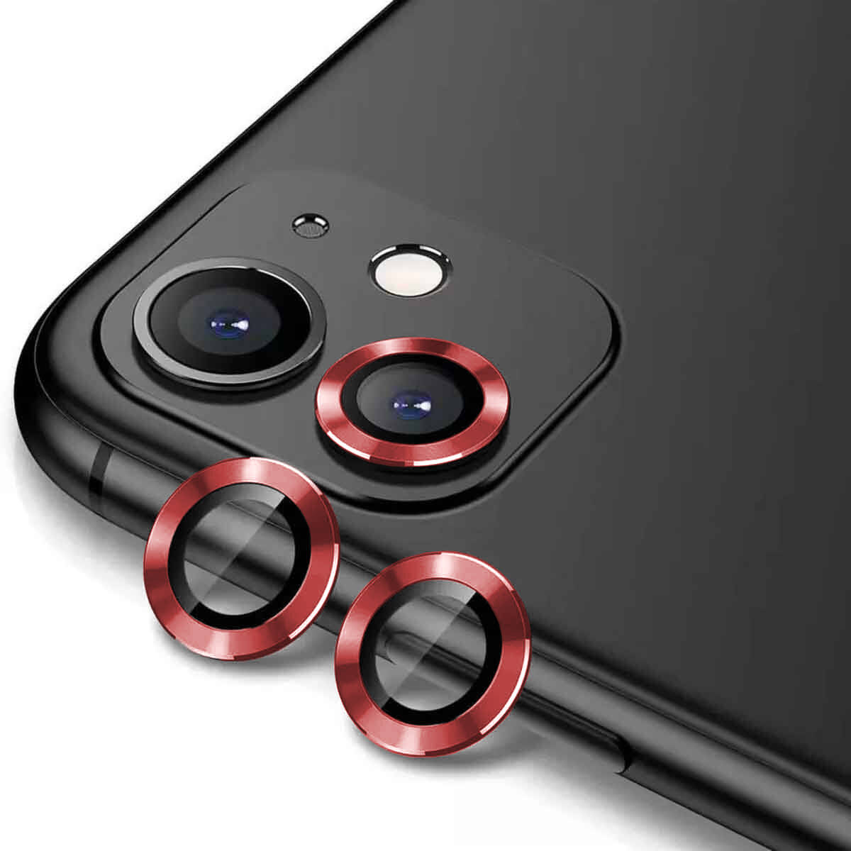 iPhone Uyumlu 12 Tuhatu CL-12 Premium Safir Parmak İzi Bırakmayan Anti-Reflective Kamera Lens Koruyucu-Kırmızı