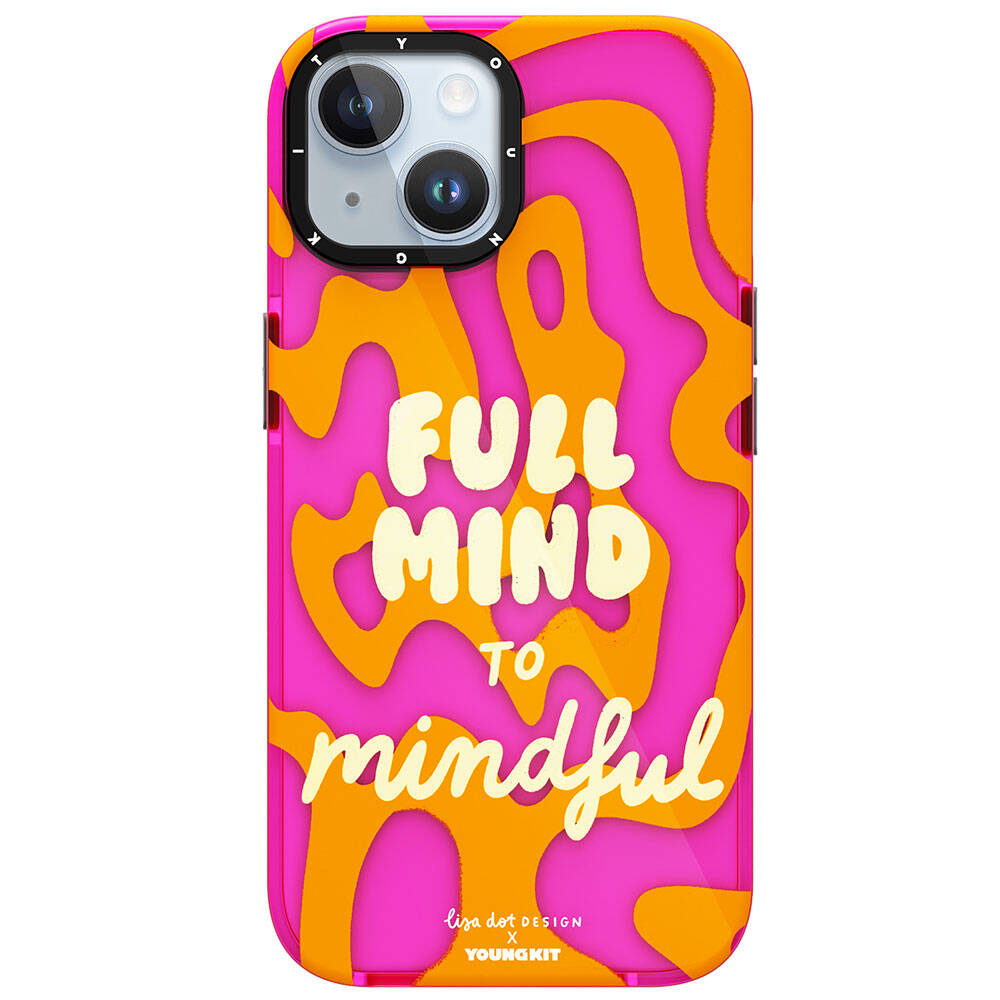 iPhone Uyumlu 15 Kılıf Yazı Desenli Youngkit Mindfulness Serisi Kapak-Mor