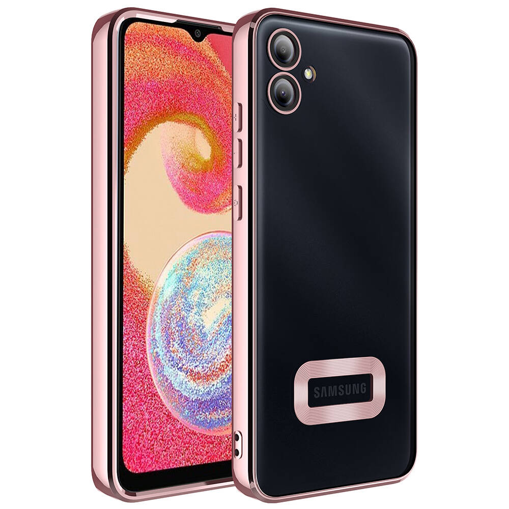 Galaxy Uyumlu A05 Kılıf Kamera Korumalı Logo Gösteren Tuhatu Omega Kapak-Rose gold