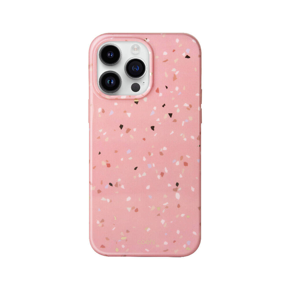 iPhone Uyumlu 14 Pro Kılıf Mozaik Desenli Coehl Terrazzo Kapak-Pembe