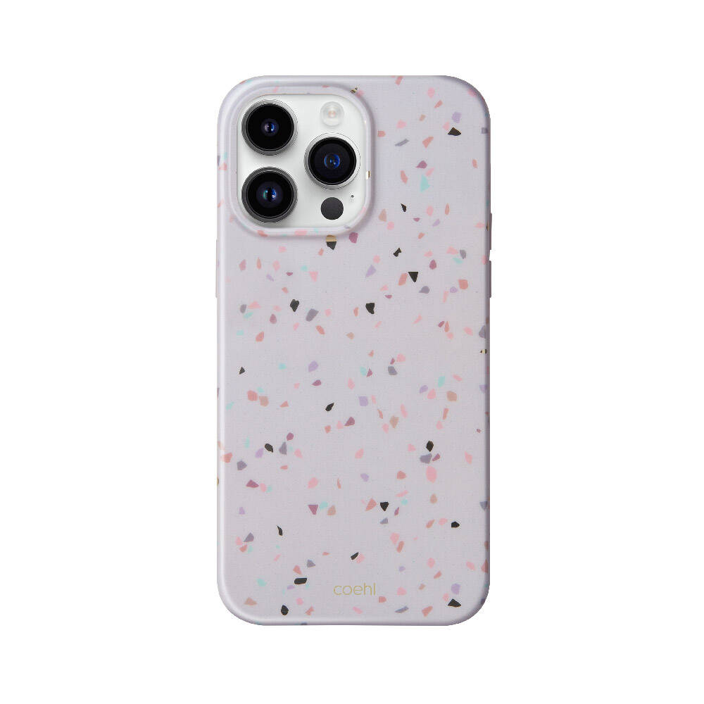 iPhone Uyumlu 14 Pro Max Kılıf Mozaik Desenli Coehl Terrazzo Kapak-Gri