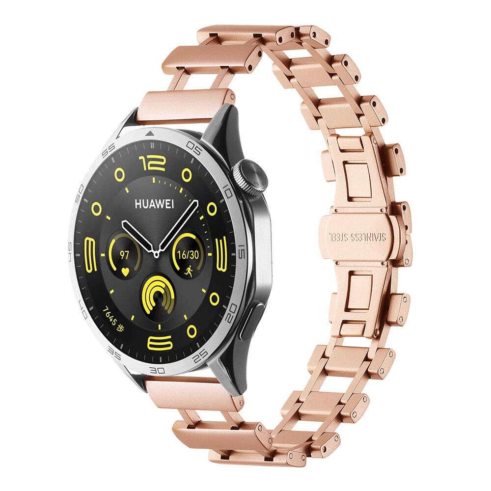 Galaxy Uyumlu Watch 46mm Tuhatu KRD-96 22mm Metal Kordon-Rose gold