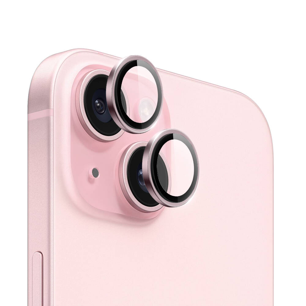 iPhone Uyumlu 15 Wiwu LG-004 PVD Lens Koruyucu Metal Kamera Lens Koruyucu-Pembe