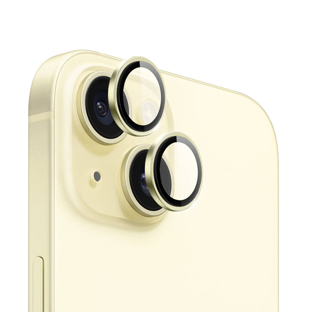 iPhone Uyumlu 15 Plus Wiwu LG-004 PVD Lens Koruyucu Metal Kamera Lens Koruyucu-Sarı