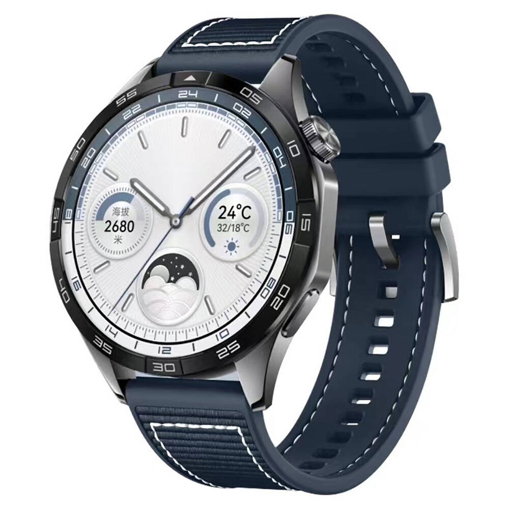 Huawei Uyumlu Watch GT 3 46mm Tuhatu KRD-102 22mm Silikon Kordon-Mavi