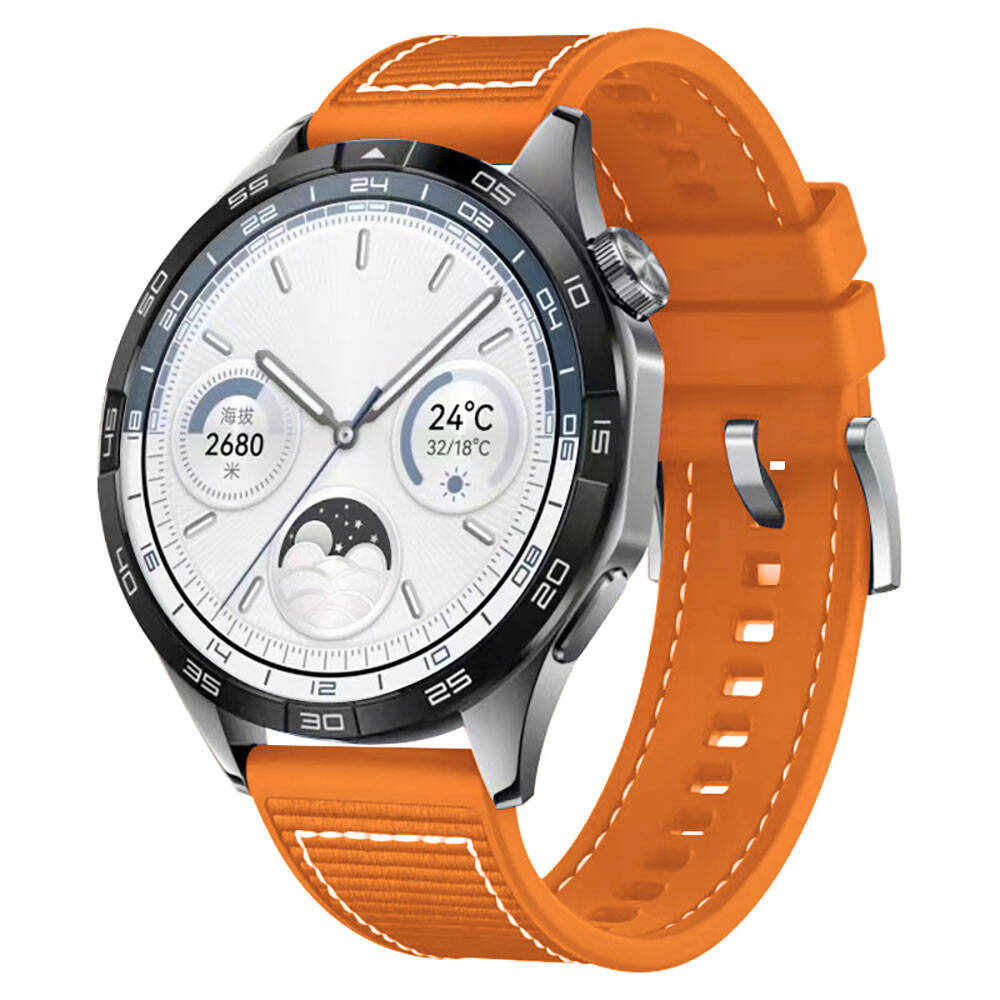 Huawei Uyumlu Watch GT 3 46mm Tuhatu KRD-102 22mm Silikon Kordon-Turuncu