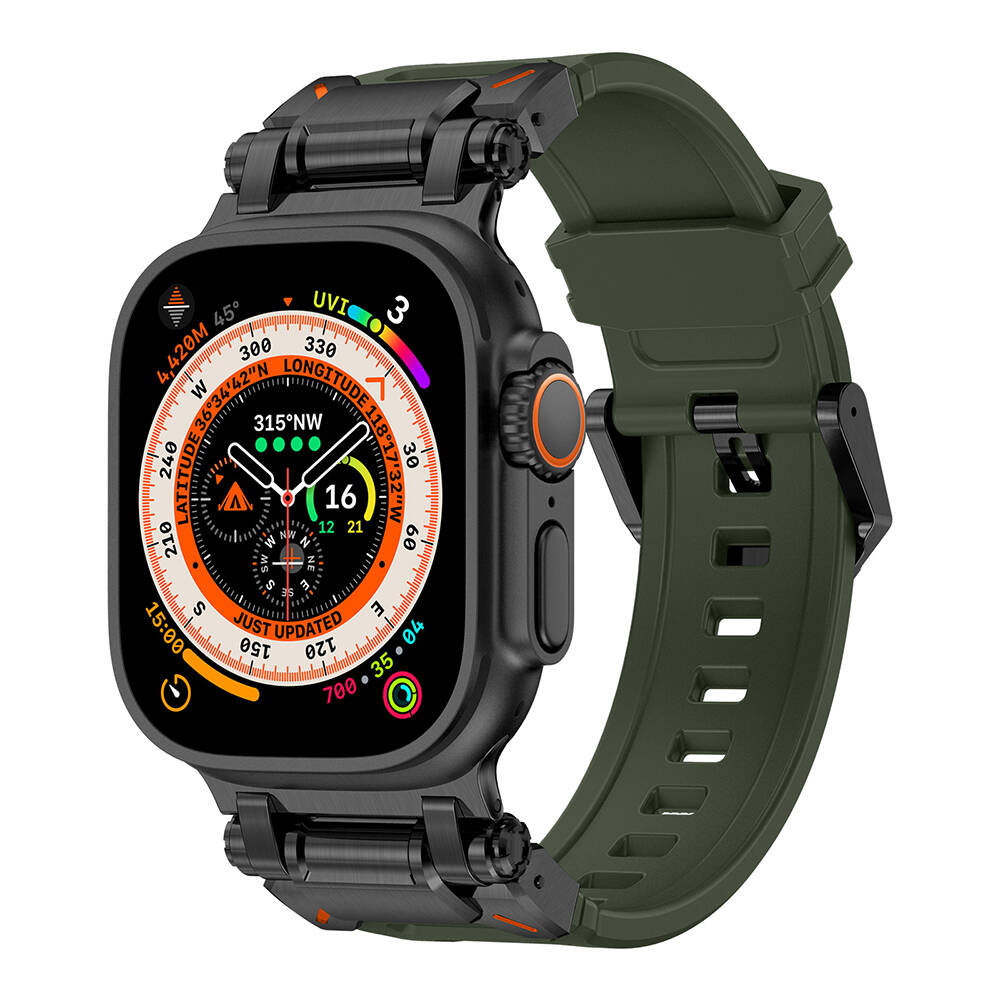 Watch Ultra 49mm Tuhatu KRD-101 Titanyum Metal Başlıklı Silikon Kordon