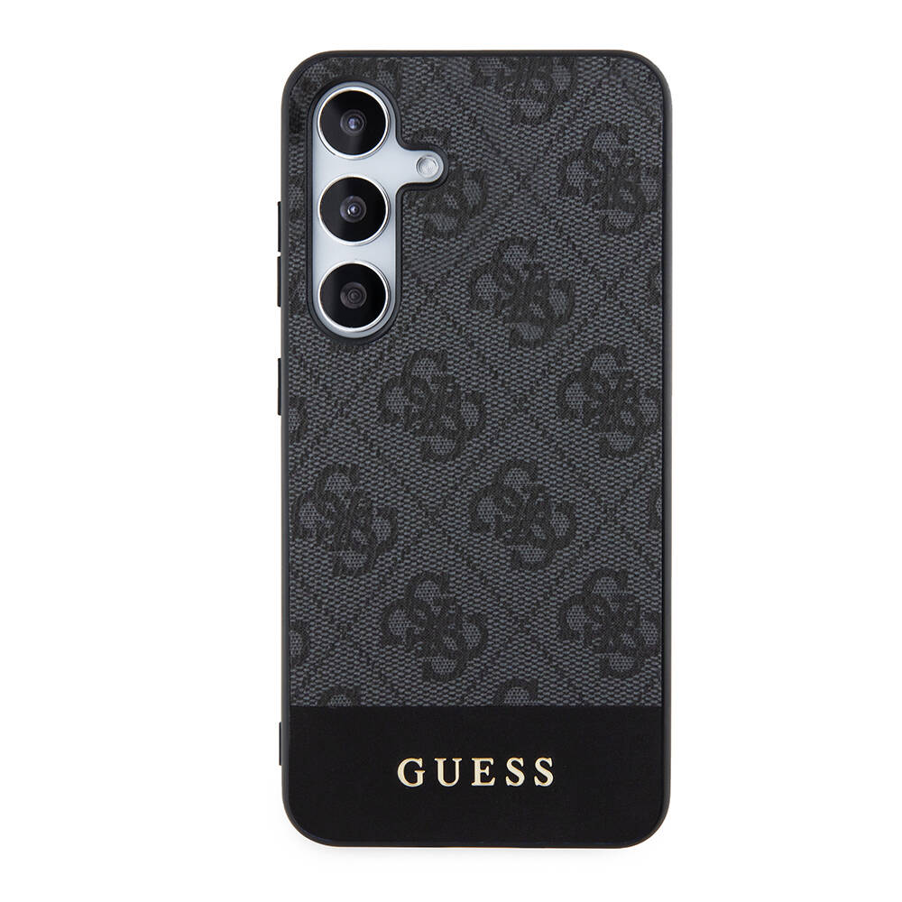 Galaxy Uyumlu S24 Kılıf Guess Orjinal Lisanslı PU Deri Şerit Logo Dizaynlı Kapak