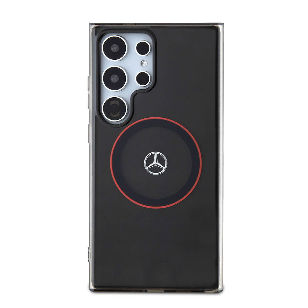 Galaxy Uyumlu S24 Ultra Kılıf Mercedes Benz Orjinal Lisanslı Magsafe Şarj Özellikli IML Yıldız Logolu Red Ring Kapak