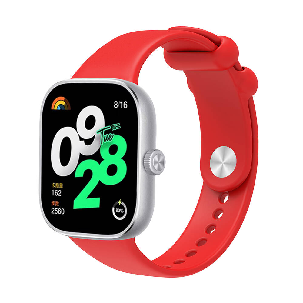 Xiaomi Uyumlu Redmi Watch 4 Tuhatu KRD-109 Silikon Kordon-Kırmızı