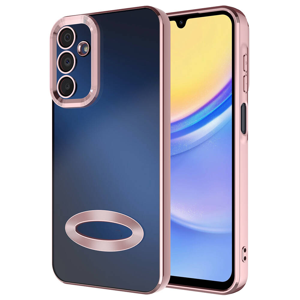 Galaxy Uyumlu A15 Kılıf Kamera Korumalı Logo Gösteren Tuhatu Omega Kapak-Rose gold