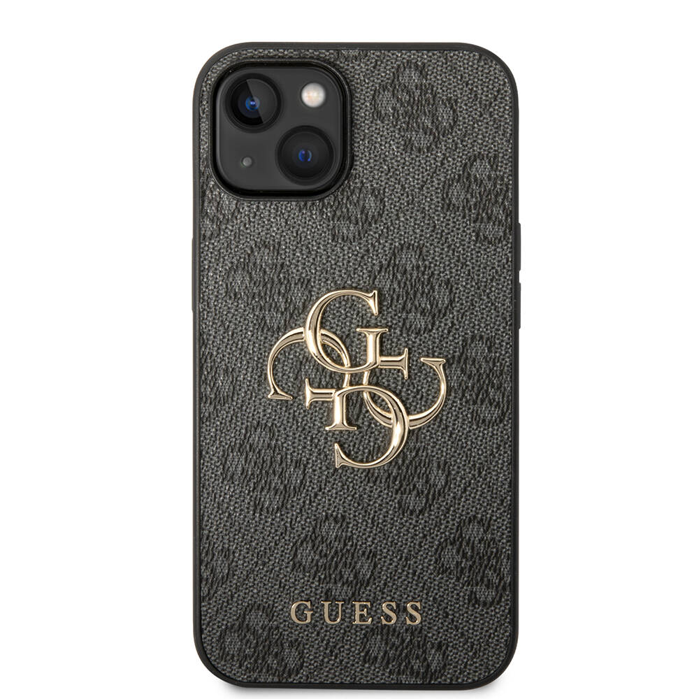 iPhone Uyumlu 14 Kılıf Guess PU Deri Büyük Metal Logo Dizaynlı Kapak