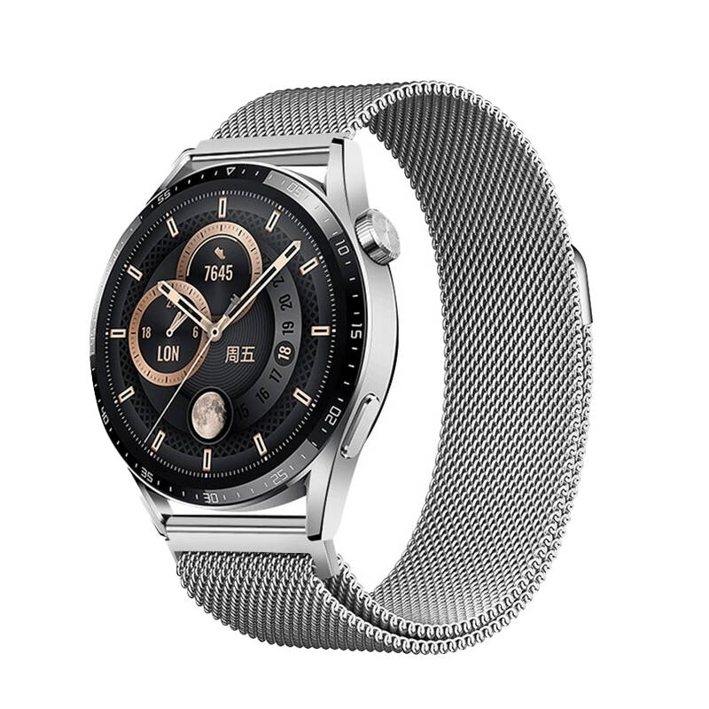 Galaxy Uyumlu Watch 42mm Tuhatu Band-12 20mm Metal Hasır Kordon-Gümüş