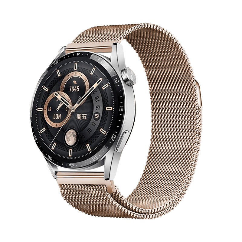 Galaxy Uyumlu Watch 42mm Tuhatu Band-12 20mm Metal Hasır Kordon-Rose gold