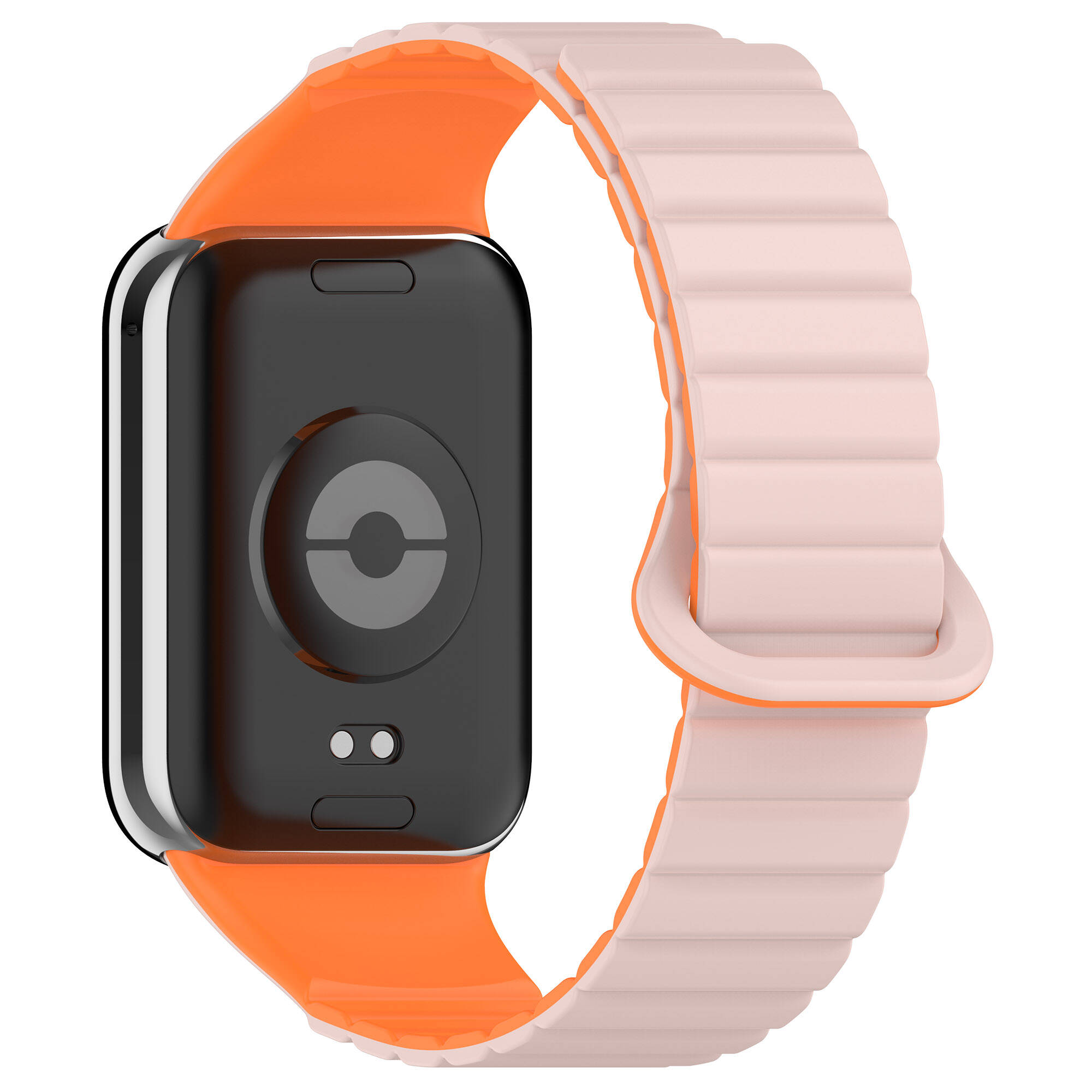 Xiaomi Uyumlu Mi Band 8 Pro Silikon Kordon Tuhatu KRD-105 Strap Kayış-Pembe-turuncu