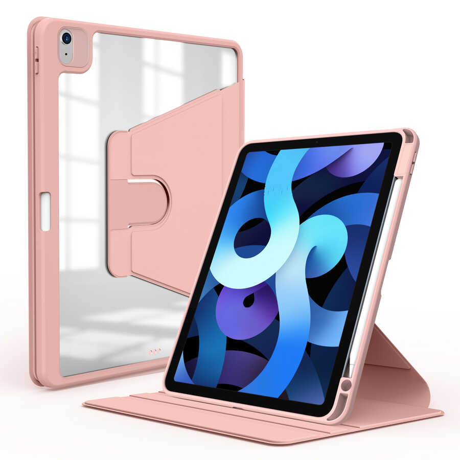 iPad Uyumlu Air 11 2024 Kılıf Tuhatu Nayn Dönebilen Standlı Kılıf-Pembe