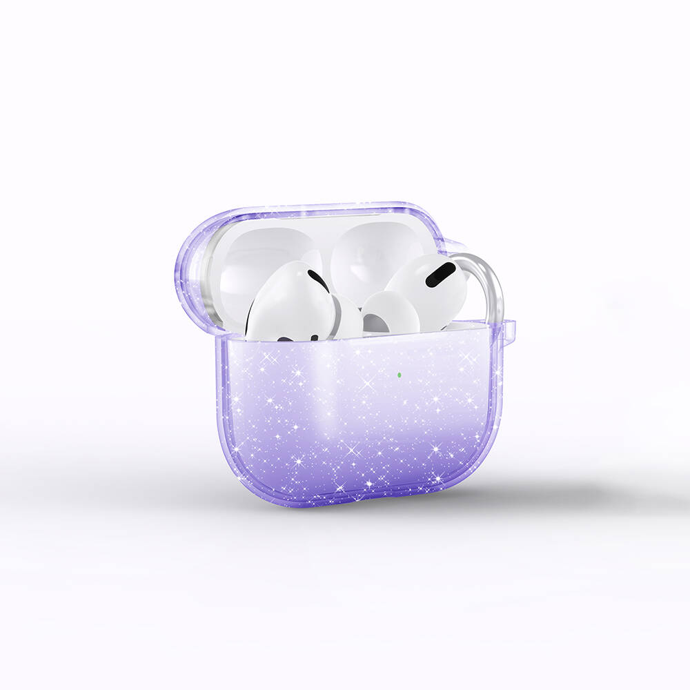 Airpods Uyumlu 3. Nesil Tuhatu Allstar Airbag 32 Parlayan Simli Saydam Renkli Kılıf-Mor