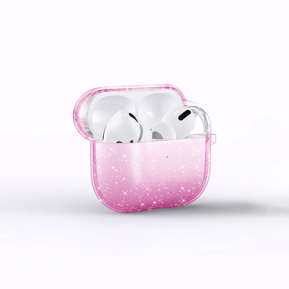 Airpods Uyumlu 3. Nesil Tuhatu Allstar Airbag 32 Parlayan Simli Saydam Renkli Kılıf-Pembe