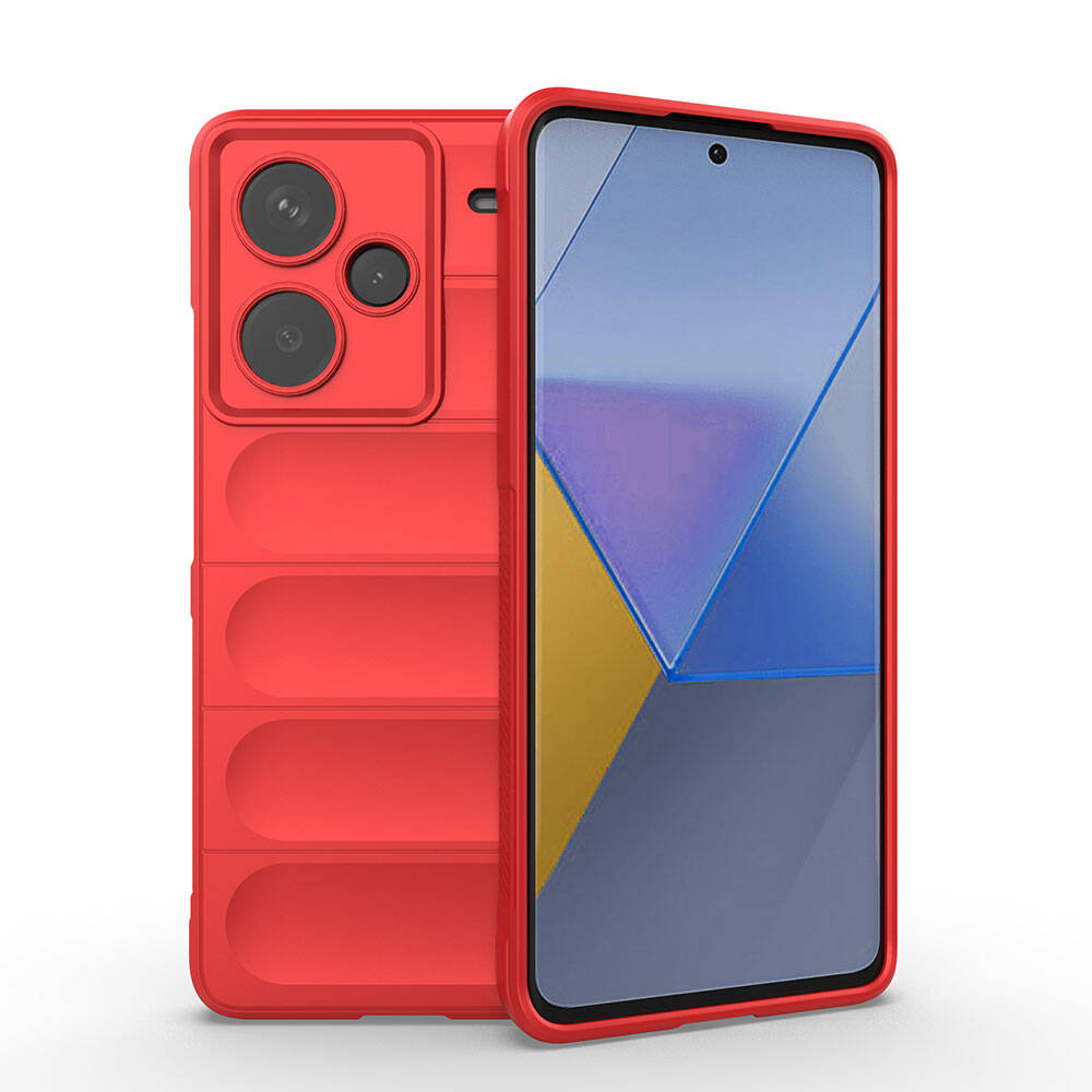 Xiaomi Uyumlu Redmi Note 13 Pro Plus 5G Kılıf Esnek TPU Oyuklu Arka Yüzey Tasarımlı Tuhatu Etnik Silikon Kapak-Kırmızı