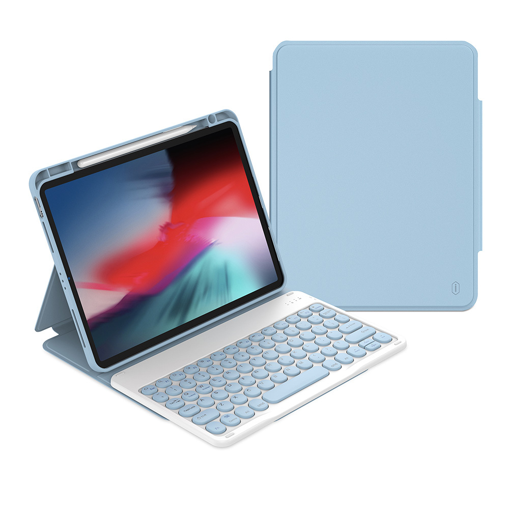 iPad Uyumlu Air 11 2024 Wiwu Protective Gizli Kalem Bölmeli Klavyeli Kılıf-Mavi