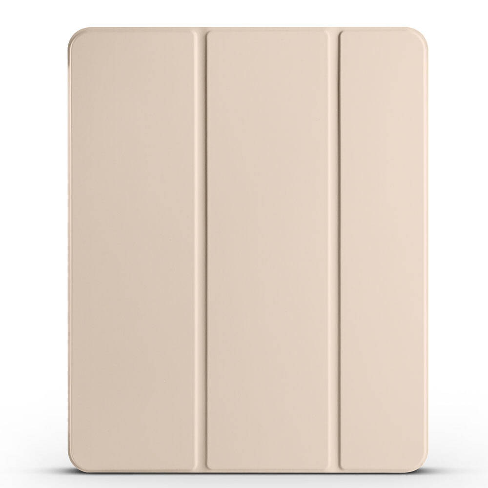 iPad Uyumlu Pro 12.9 2020 (4.Nesil) Tuhatu Smart Cover Kalem Bölmeli Standlı 1-1 Kılıf-Gold