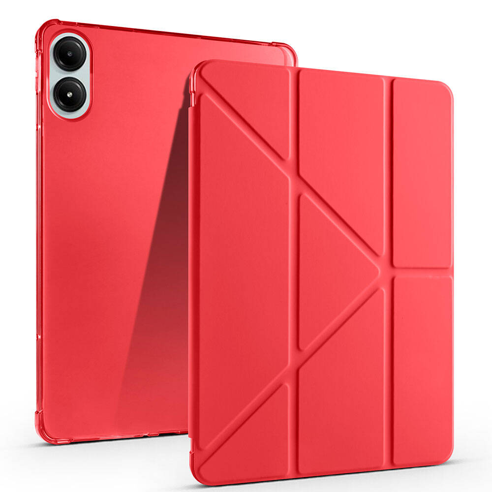 Xiaomi Uyumlu Redmi Pad Pro Kılıf Tuhatu Tri Folding Kalem Bölmeli Standlı Kılıf-Kırmızı