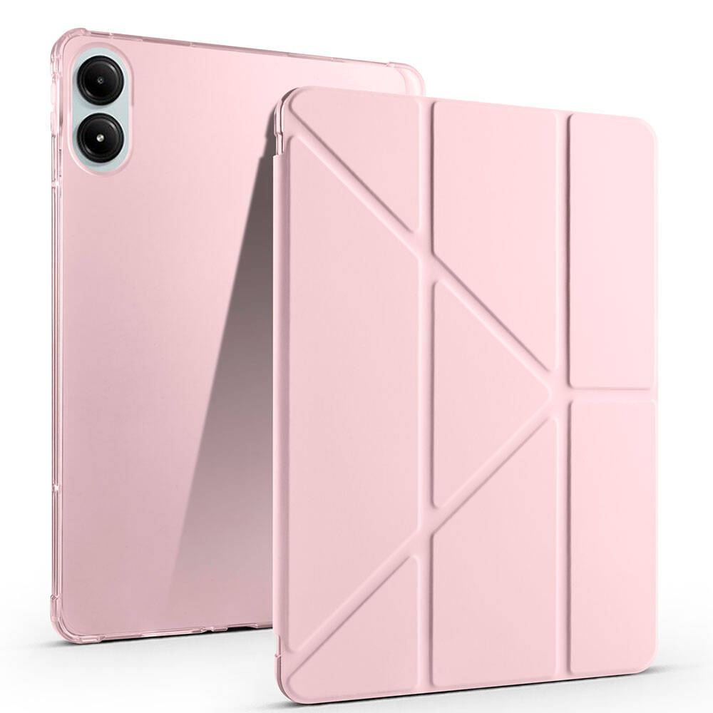 Xiaomi Uyumlu Redmi Pad Pro Kılıf Tuhatu Tri Folding Kalem Bölmeli Standlı Kılıf-Rose gold