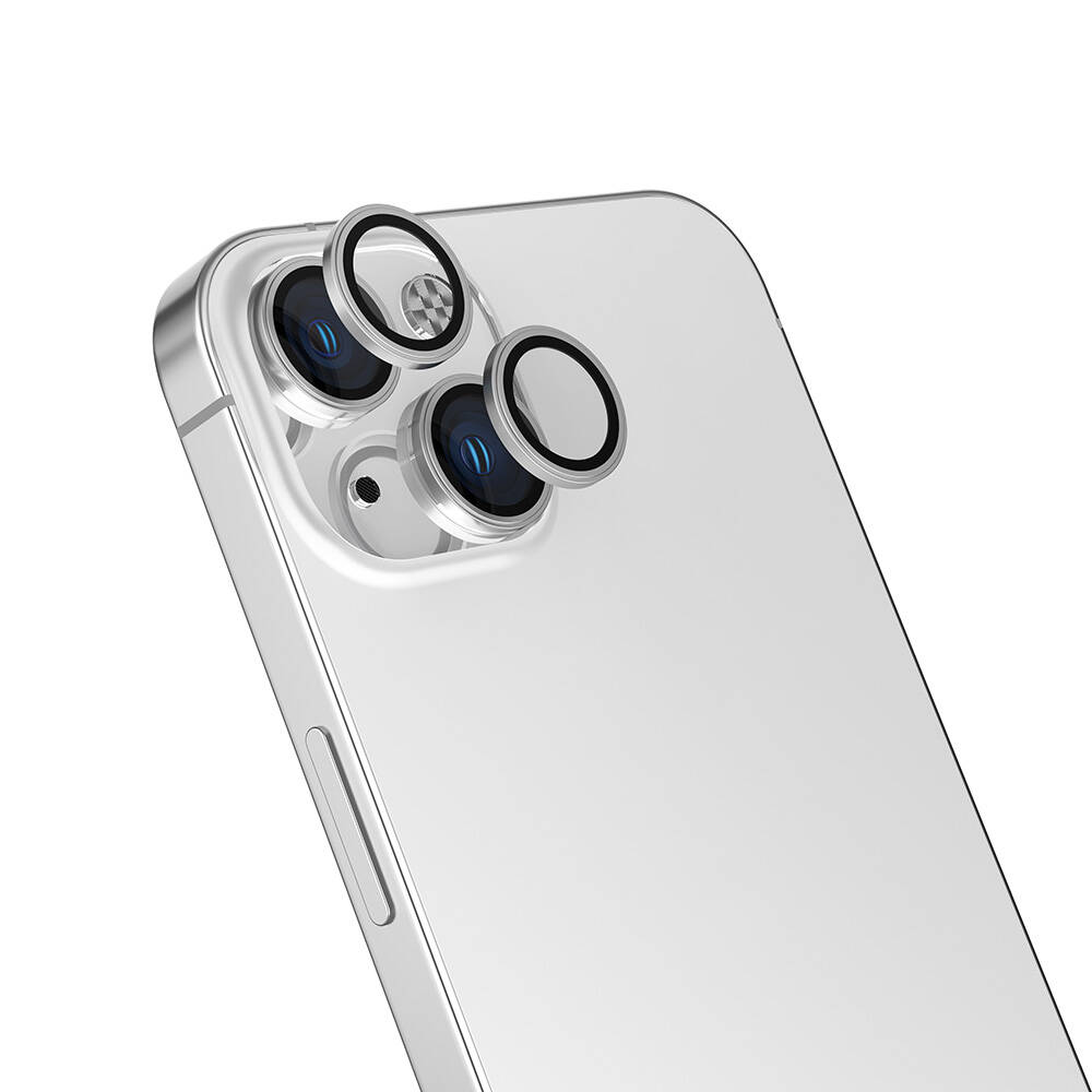 iPhone Uyumlu 16 Plus Tuhatu CL-15 Parmak İzi Bırakmayan Anti-Reflective Kamera Lens Koruyucu-Gümüş