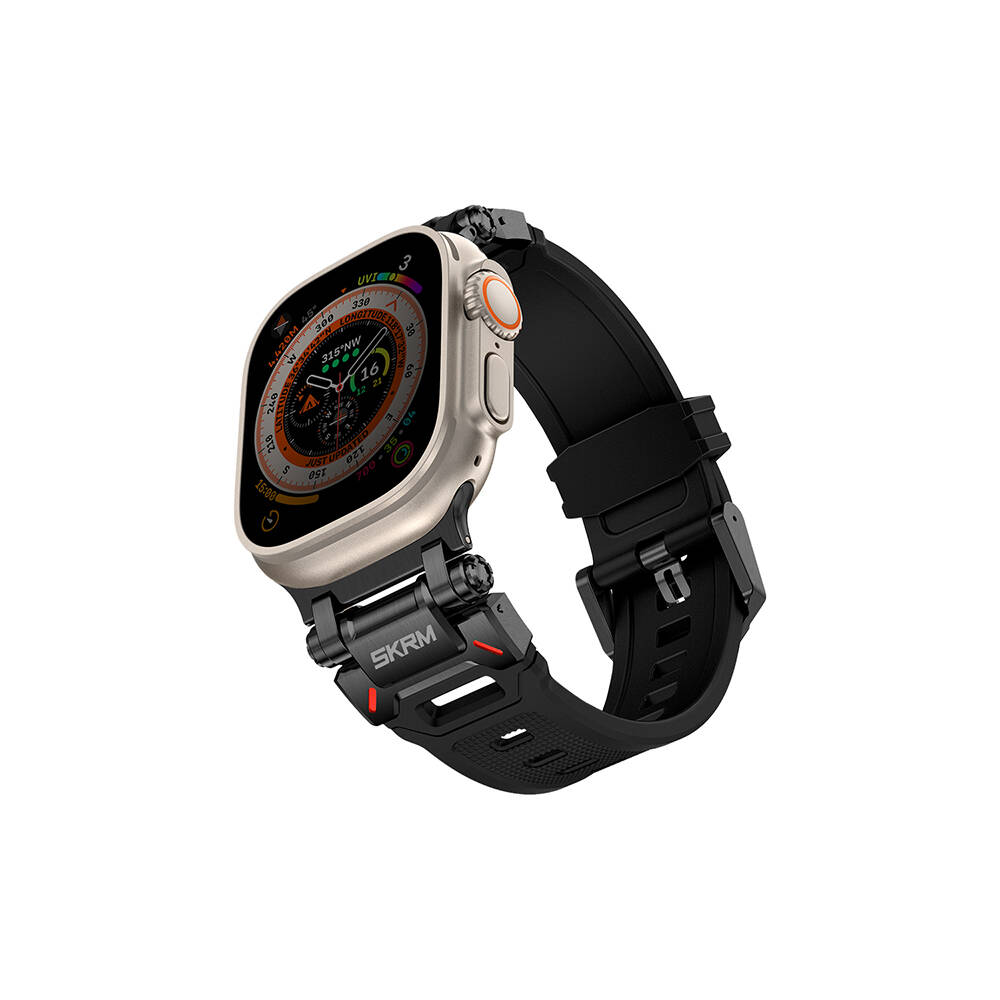 Watch Ultra 49mm SkinArma Titon Serisi Hava Alabilen Delikli Silikon Kordon-Siyah