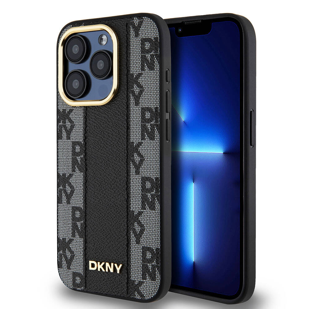 iPhone Uyumlu 15 Pro Kılıf DKNY Orjinal Lisanslı Magsafe Şarj Özellikli 3D Yazılı Checkered Pattern Kapak