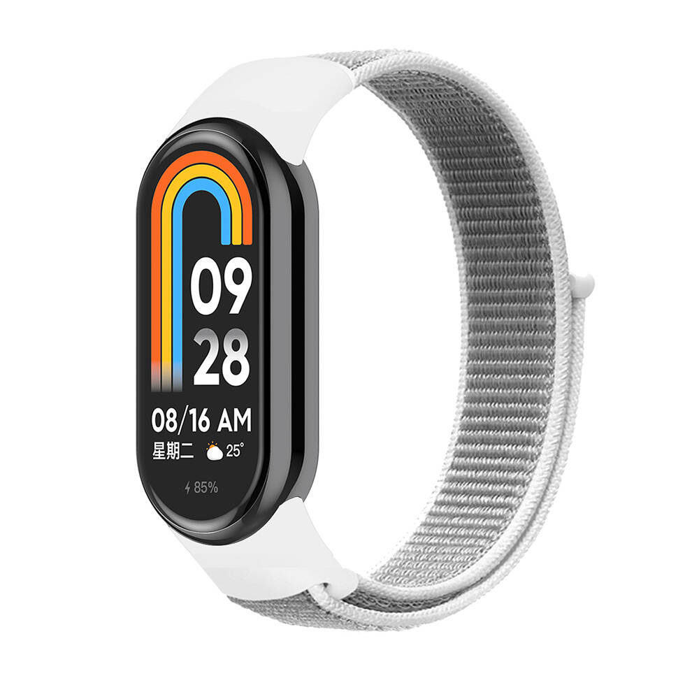 Xiaomi Uyumlu Mi Band 8 Tuhatu KRD-03 Hasır Kordon-Beyaz