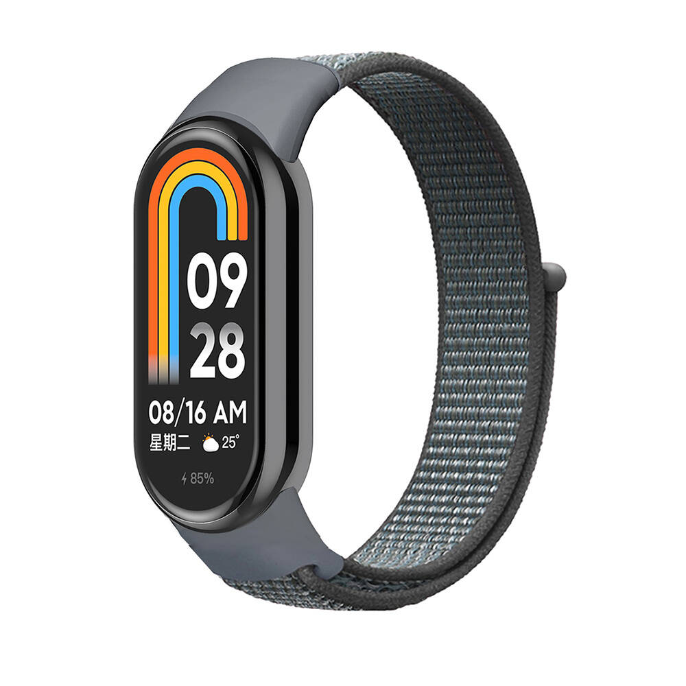 Xiaomi Uyumlu Mi Band 8 Tuhatu KRD-03 Hasır Kordon-Gri