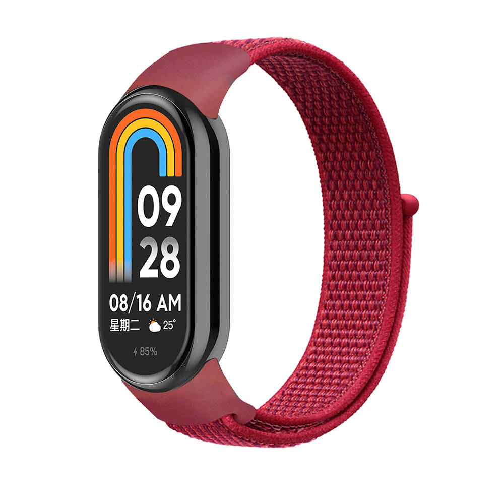 Xiaomi Uyumlu Mi Band 8 Tuhatu KRD-03 Hasır Kordon-Kırmızı