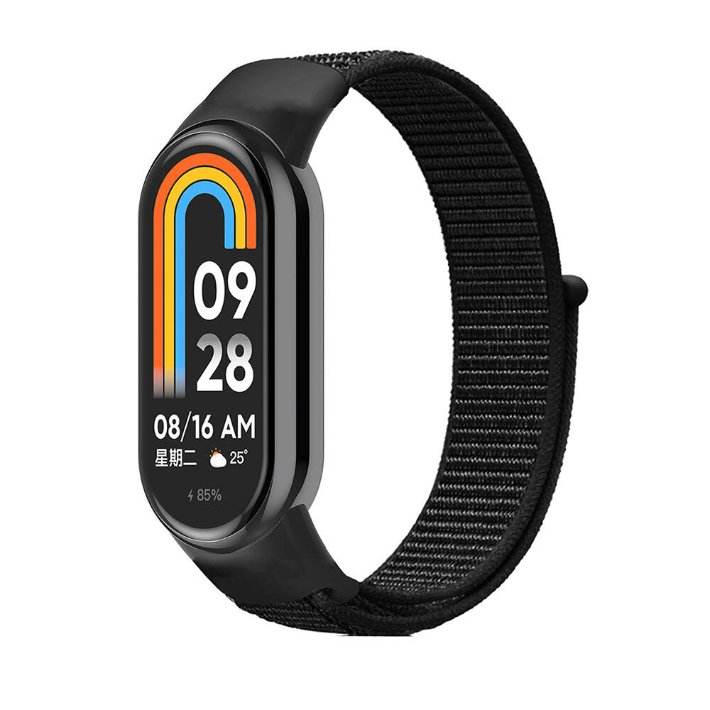 Xiaomi Uyumlu Mi Band 8 Tuhatu KRD-03 Hasır Kordon-Koyu siyah