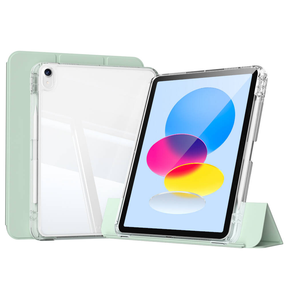 ​  iPad Uyumlu 10.9 2022 (10.Nesil) Kılıf Magnetik Ayrılabilen Airbagli Tuhatu Sliding Tablet Kılıfı-Açık yeşil