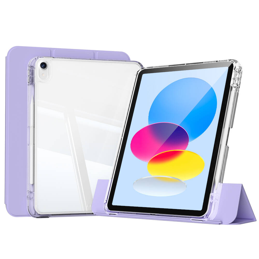 ​  iPad Uyumlu 10.9 2022 (10.Nesil) Kılıf Magnetik Ayrılabilen Airbagli Tuhatu Sliding Tablet Kılıfı-Lavender