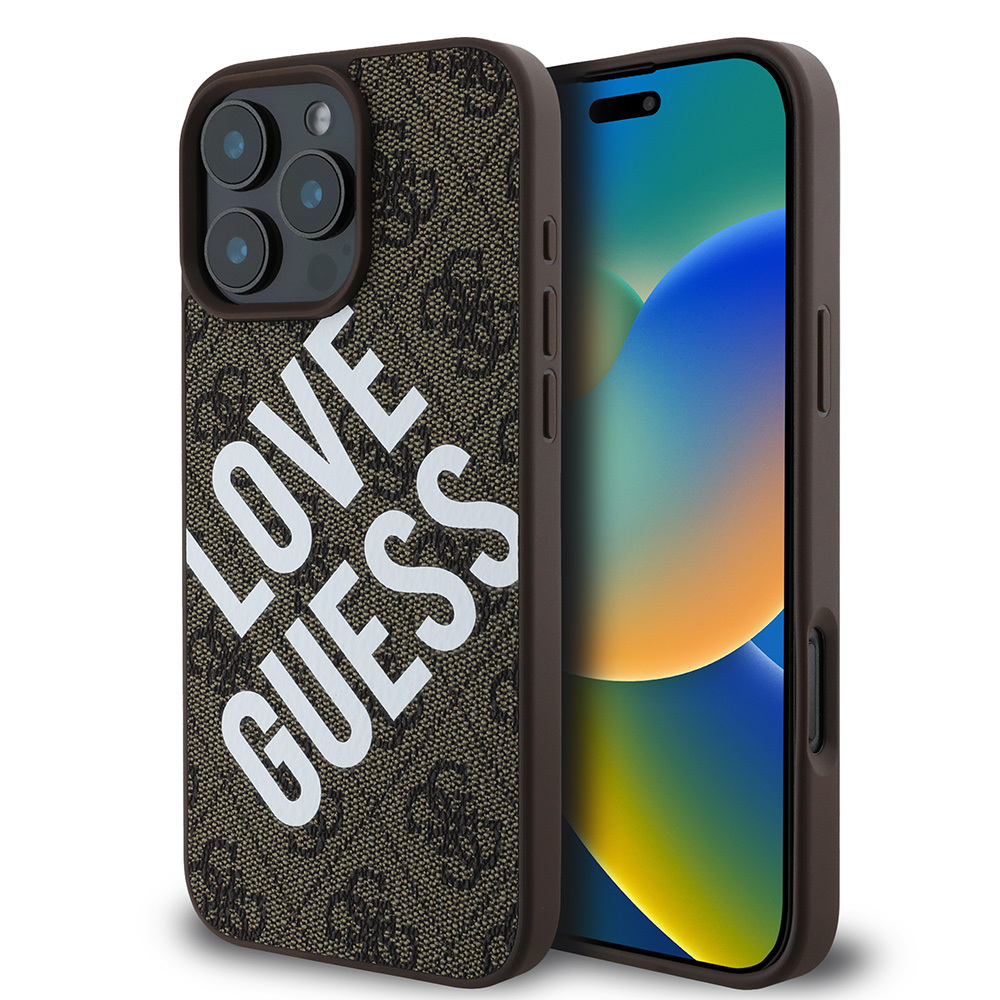 iPhone Uyumlu 16 Pro Kılıf Guess Orjinal Lisanslı Big Love Guess Kapak-Kahverengi