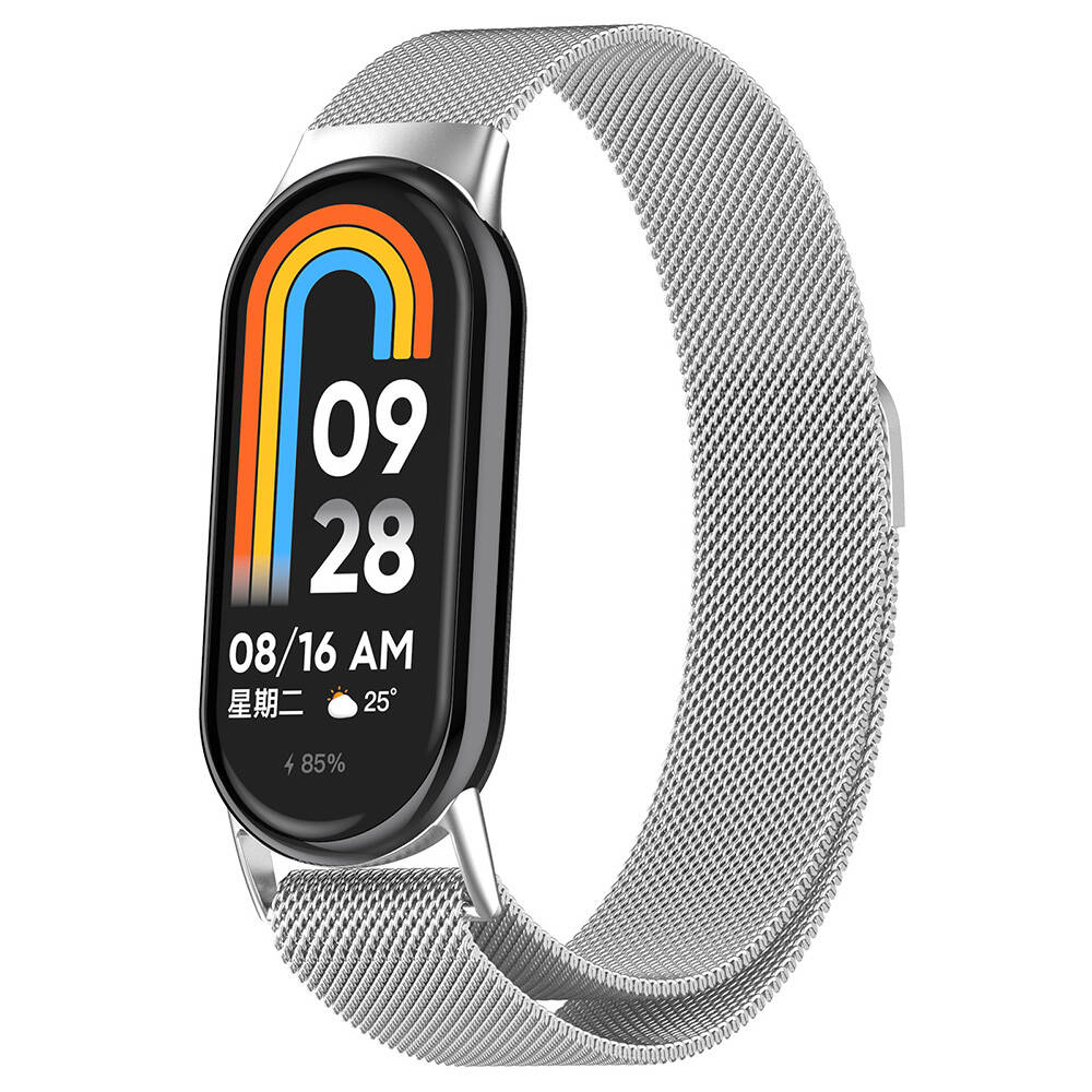 Xiaomi Uyumlu Smart Band 8 Tuhatu Fire Metal Kordon-Gümüş