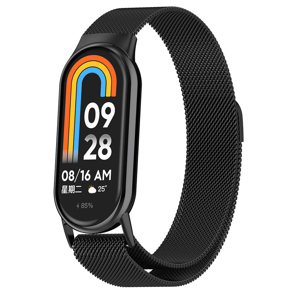 Xiaomi Uyumlu Smart Band 8 Tuhatu Fire Metal Kordon-Siyah