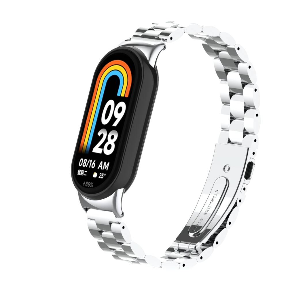 Xiaomi Uyumlu Mi Band 8 Boss Metal Kordon-Gümüş