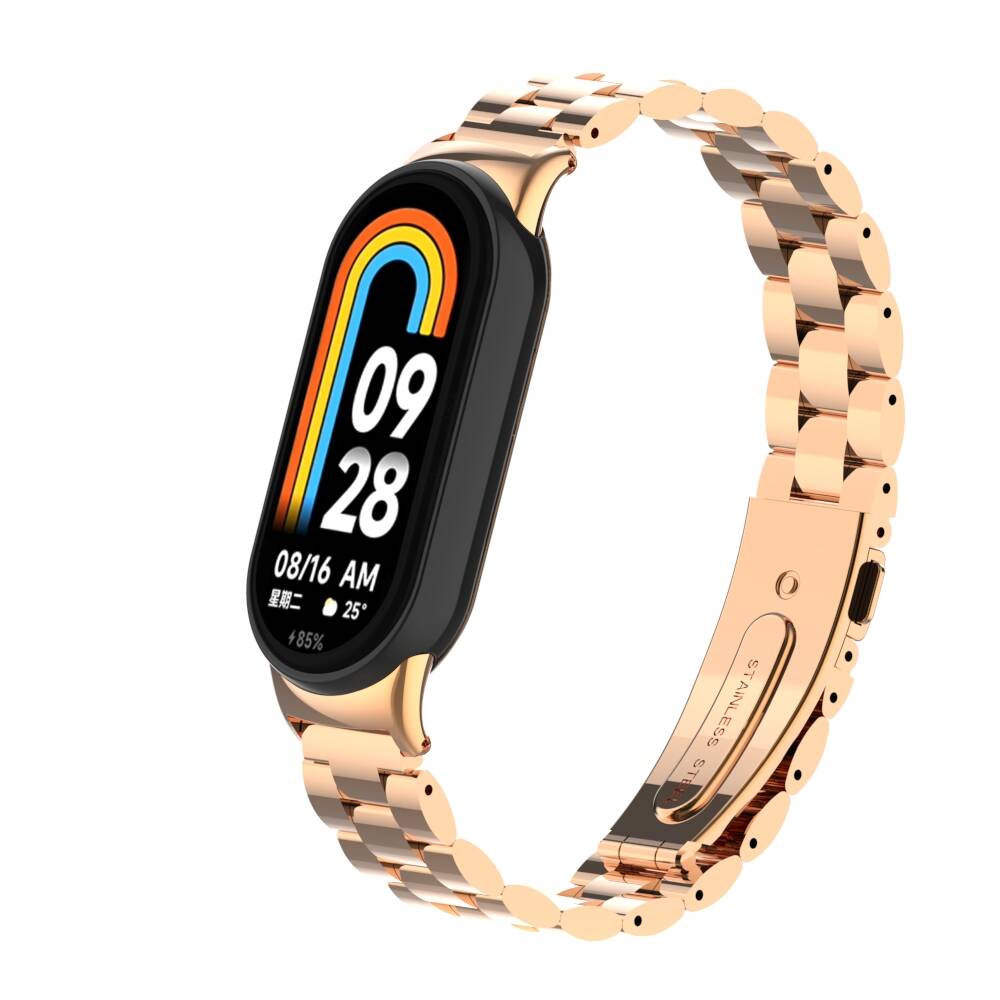 Xiaomi Uyumlu Mi Band 8 Boss Metal Kordon-Rose gold