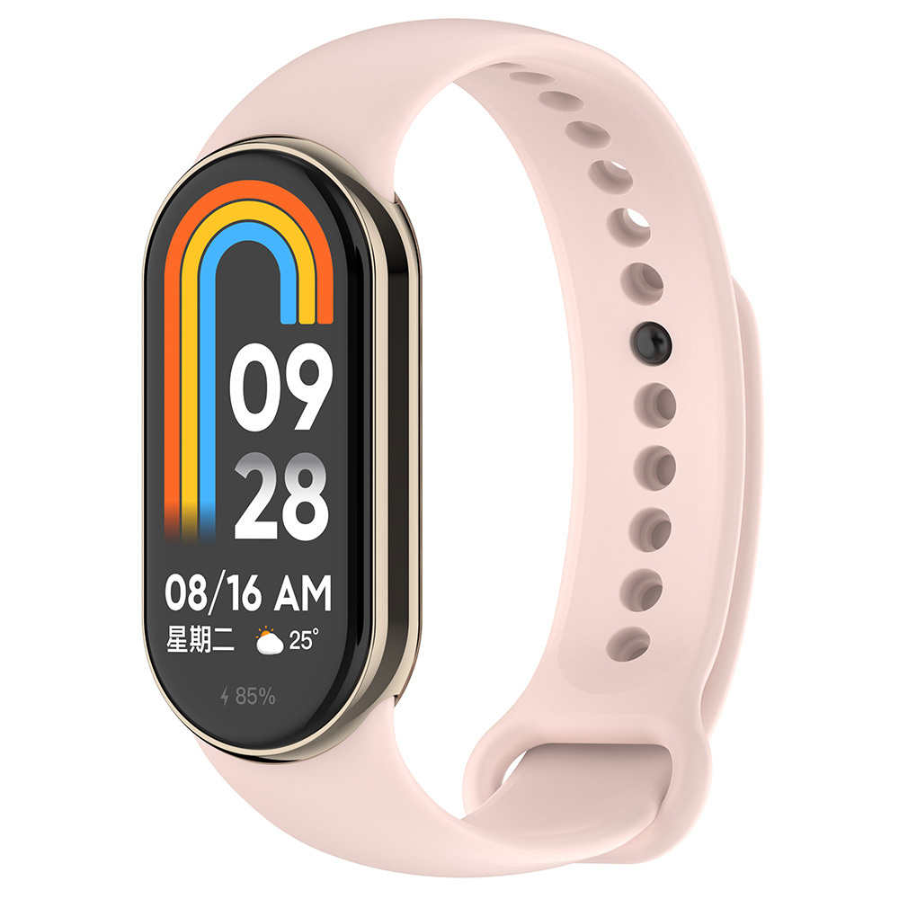 Xiaomi Uyumlu Mi Band 8 Serisi Klasik Kordon Silikon Strap Kayış-Kum pembe