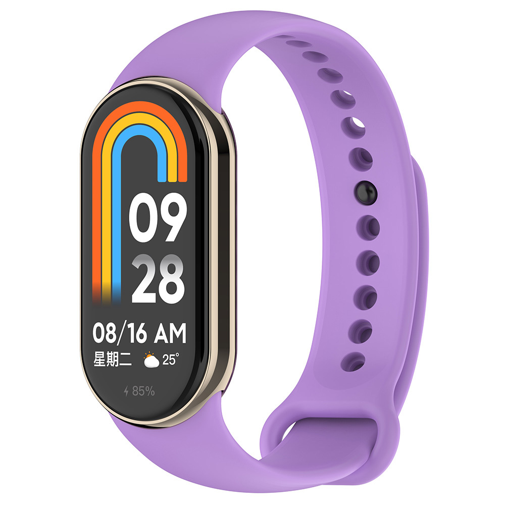 Xiaomi Uyumlu Mi Band 8 Serisi Klasik Kordon Silikon Strap Kayış-Lila