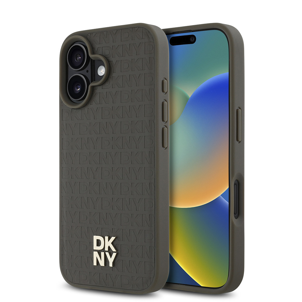 iPhone Uyumlu 16 Kılıf DKNY Orjinal Lisanslı Magsafe Şarj Özellikli 3D Yazılı Repeat Pattern Kapak