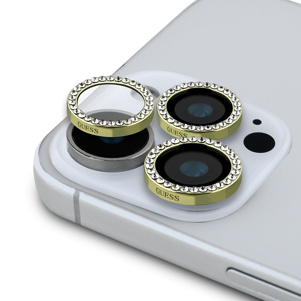 iPhone Uyumlu 16 Pro Max Guess Orjinal Lisanslı Rhinestone Taşlı Lens Koruyucu