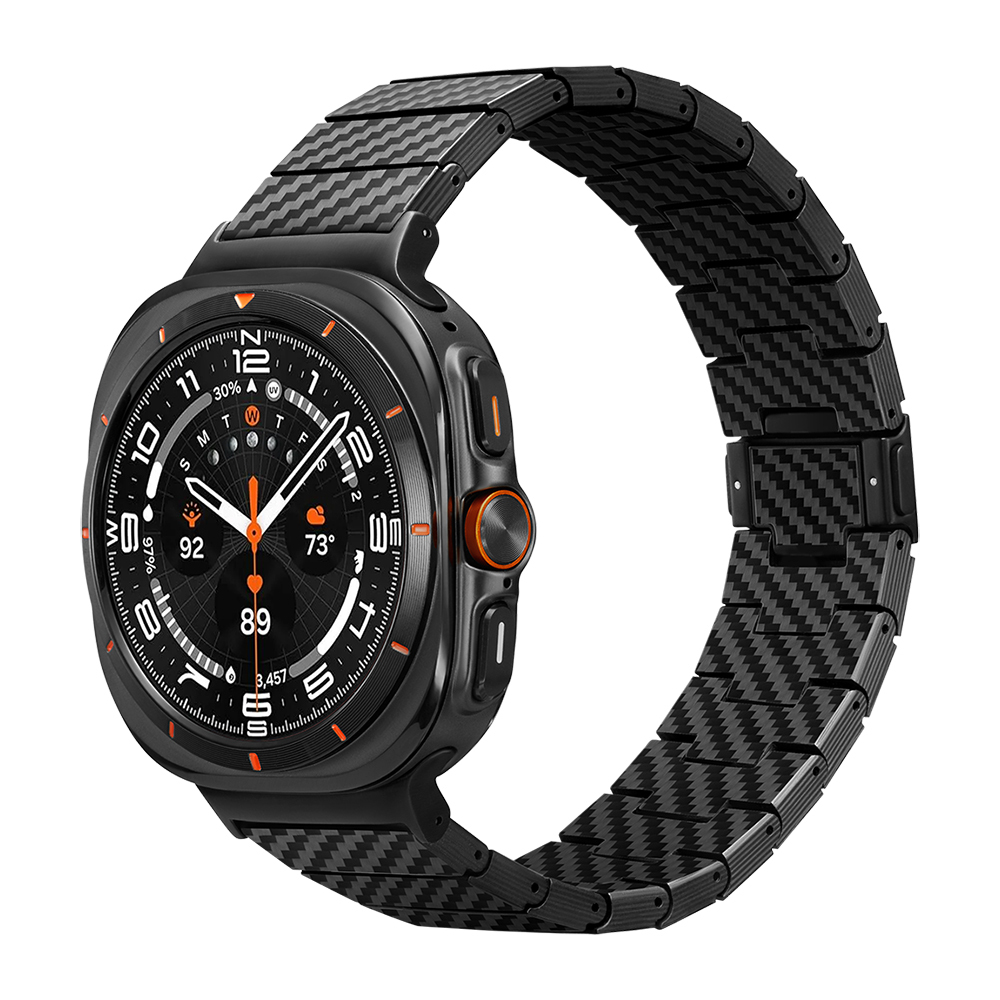 Galaxy Uyumlu Watch Ultra 47mm Karbon Fiber Pitaka Modern Serisi Black-Grey Twill Kordon