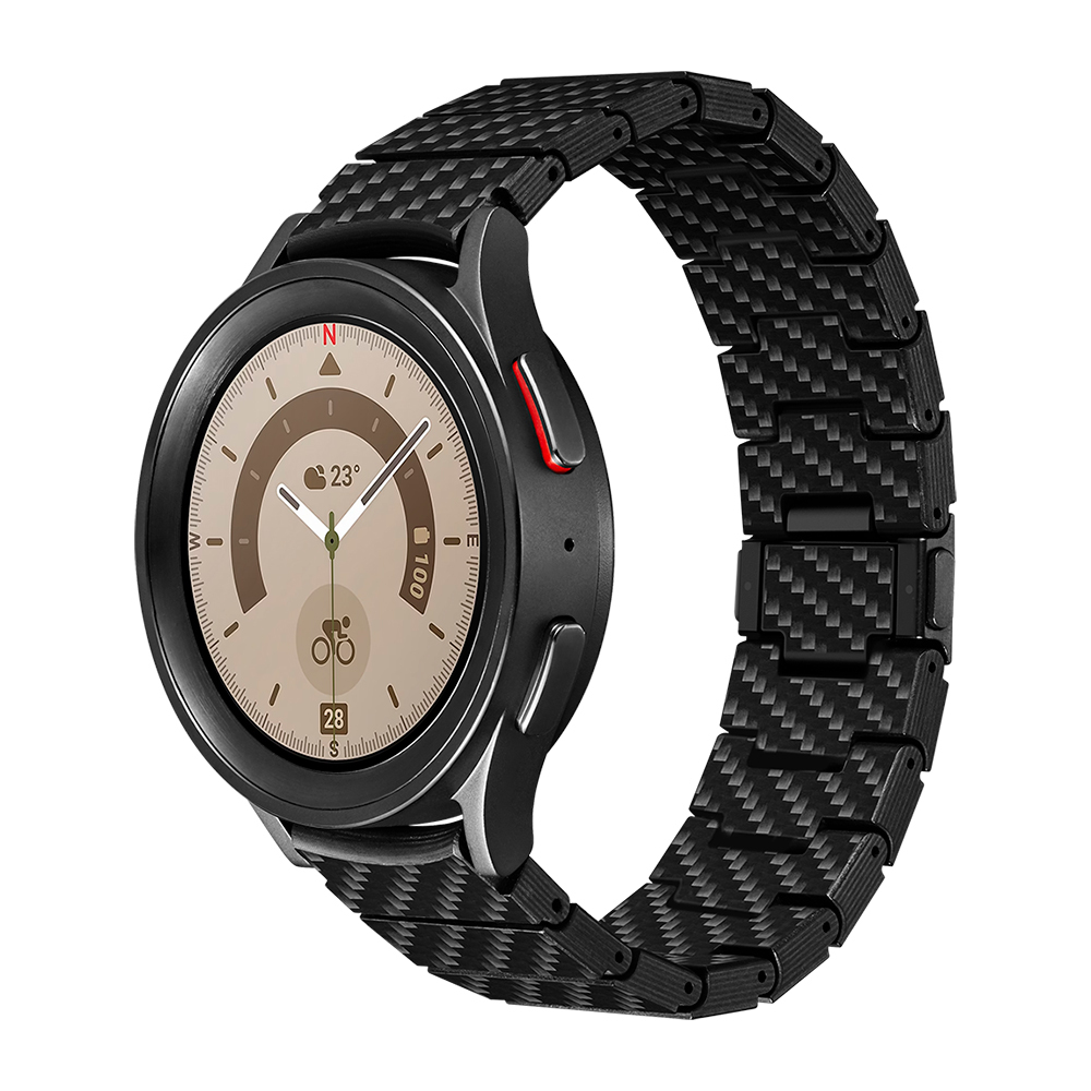 Galaxy Uyumlu Watch 4 44mm Karbon Fiber Pitaka Modern Serisi Black-Grey Twill Kordon